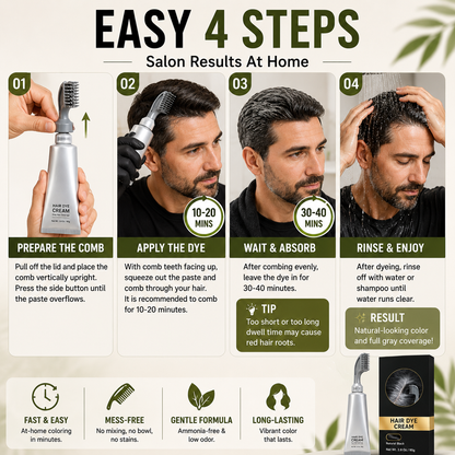 ⏳🔥 LIMITED-TIME DEAL! Instant Gray Coverage Hair Dye Comb – No-Mix, Mess-Free Root Touch-Up for Men & Women ✨