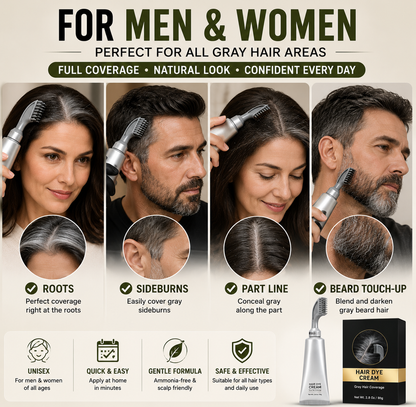 ⏳🔥 LIMITED-TIME DEAL! Instant Gray Coverage Hair Dye Comb – No-Mix, Mess-Free Root Touch-Up for Men & Women ✨